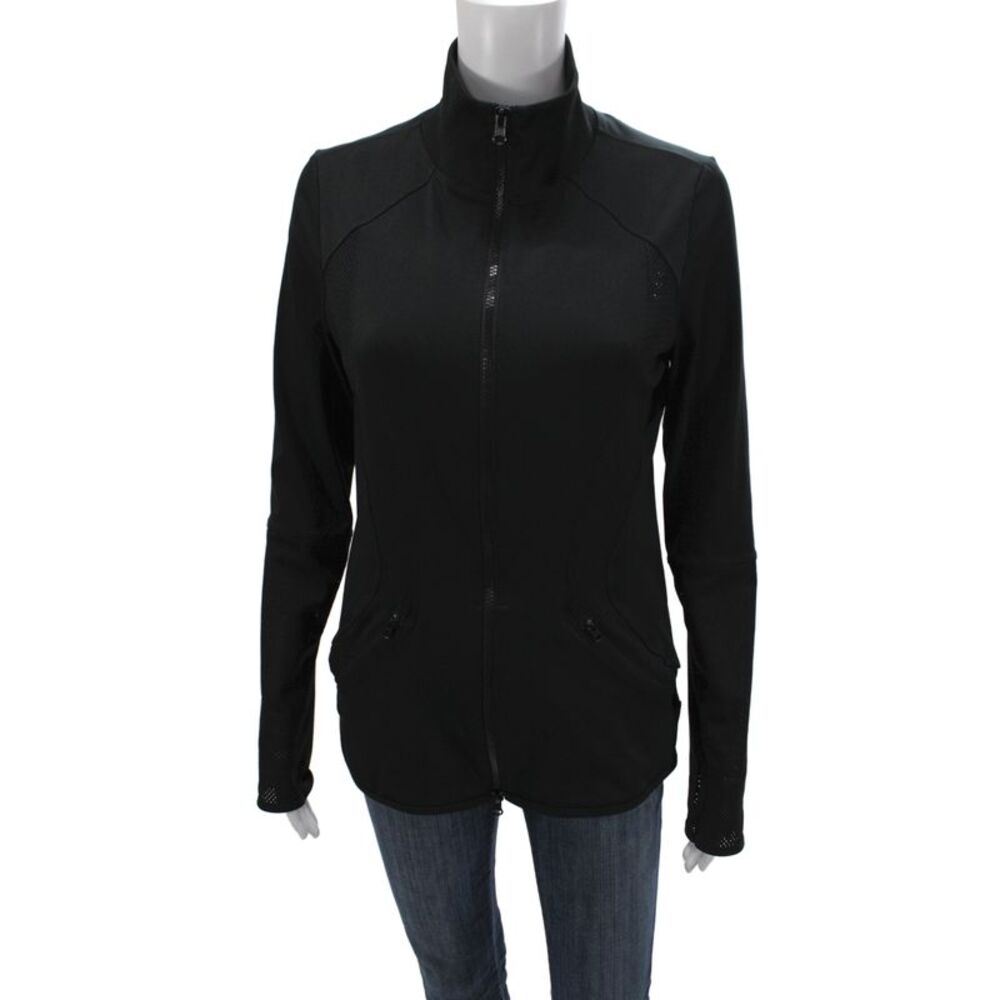 Stella McCartney Womens Black Windbreaker High Neck Zip Long Sleeve Size L